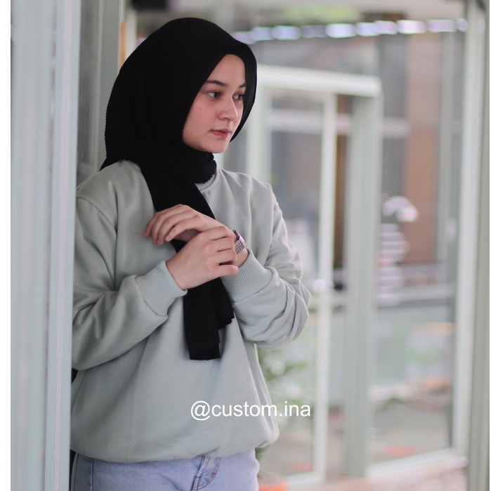 Basic Sweater Polos Oblong Crewneck Sweatshirt Pria Wanita Size M - XXXL-GREENTEA
