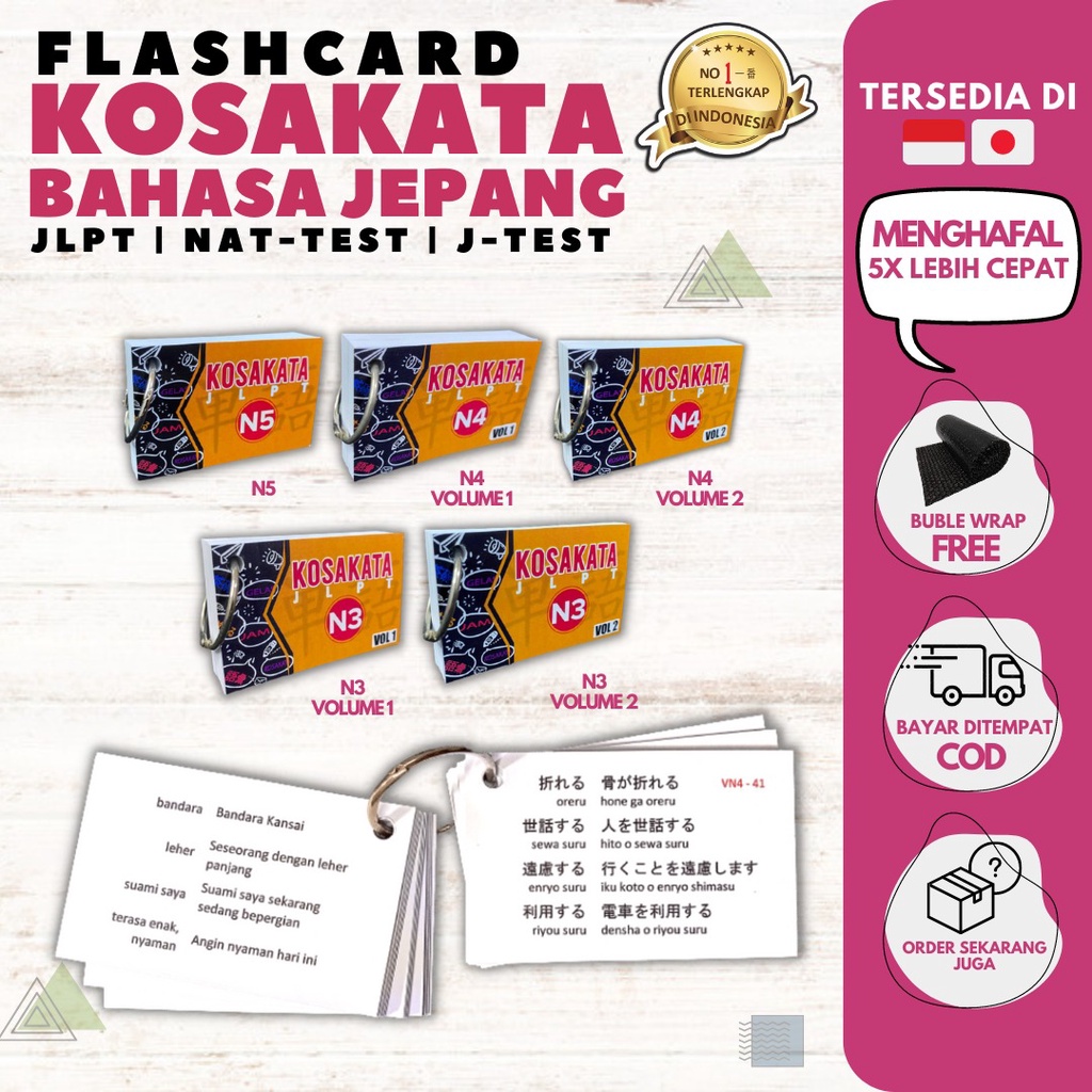 Jual KARTU N5 N4 N3 N2 N1 KOSAKATA BAHASA JEPANG HAFALAN JLPT UJIAN ...