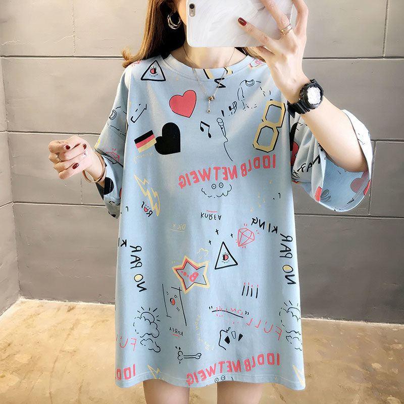 Oversize Tee Tshirt Model Longgar Utk Wanita Motif Heart