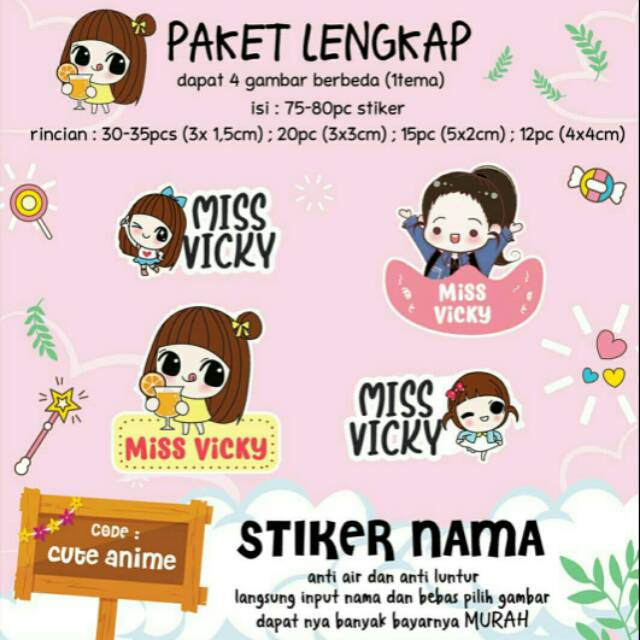 

70 PCS STICKER NAMA KARAKTER