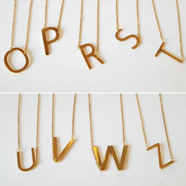 Kalung Huruf Kecil Gold Kalung Inisial Titanium Antikarat Import