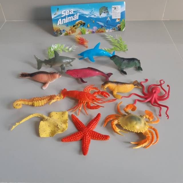 Mainan Set Hewan Laut Karet Besar - Figur Binatang Satwa Liar Edukatif
