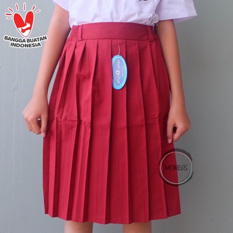 Seragam Rok Remple/Rempel SD Pendek Merah Bahan Famatex