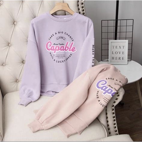 Tq88indonesia Fashion Baju Sweater Wanita Terbaru /  CAPABLE OVERSIZE FLEECE SWITER / Busana Santai Cewek / Outer / Ootd