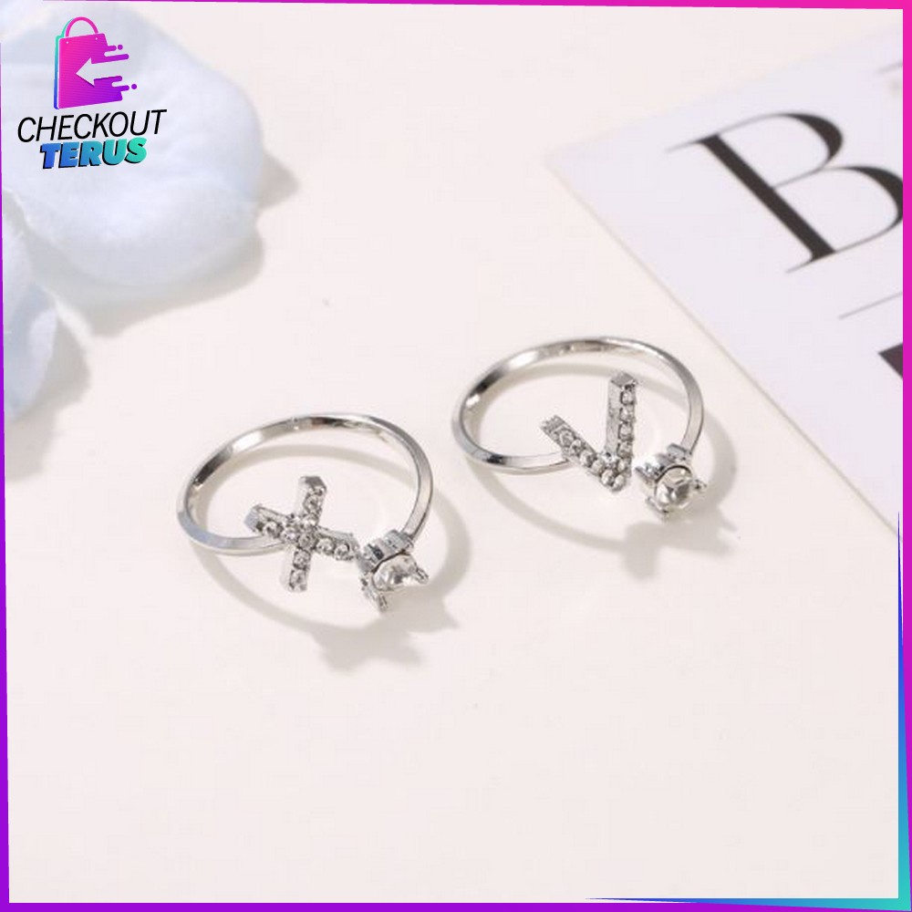 CT K59 Cincin Huruf Silver Abjad Huruf A-Z Stainless Perhiasan Wanita Inisial Nama Cincin Alphabet Wanita Cincin Wanita Huruf Set Fashion