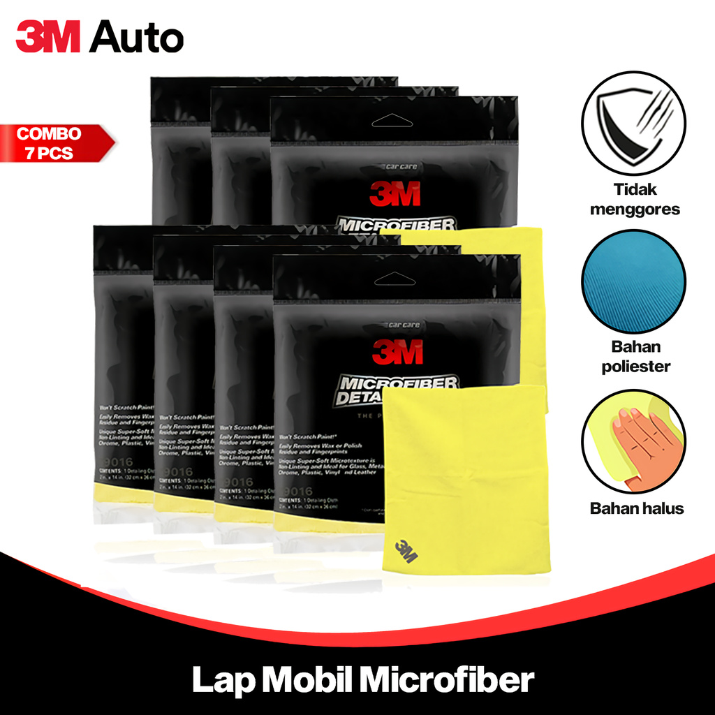 3M Auto Kain Lap Mobil COMBO 7 Pcs Microfiber Detailing Cloth Cleaning Bebas Noda CMB07-3M-39016