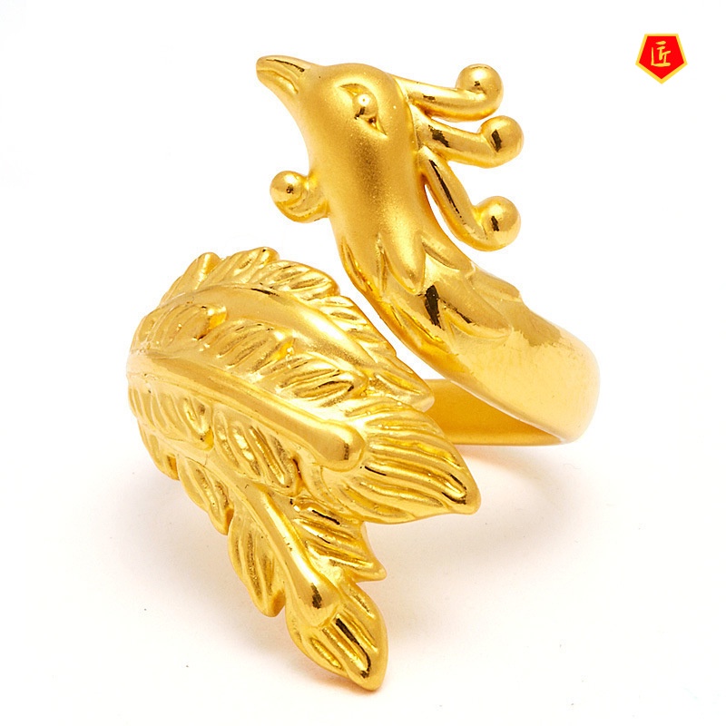 [Ready Stock]3D Golden Phoenix Ring Korean Fashion Temperament