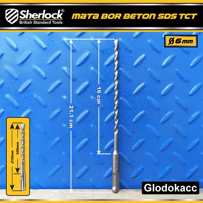 Mata Bor Beton SDS Material TCT / Sherlock Panjang 210 mm x Diameter 6 mm