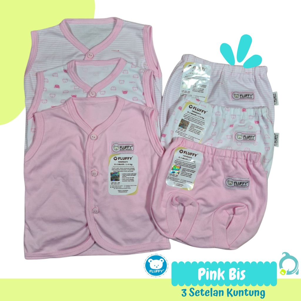 FLUFFY / LIBBY / VELVET (Pink) Paket Baju Bayi Baru Lahir, Paket Murah Lengkap newborn,  stelan Size 0-3 &amp; Size S