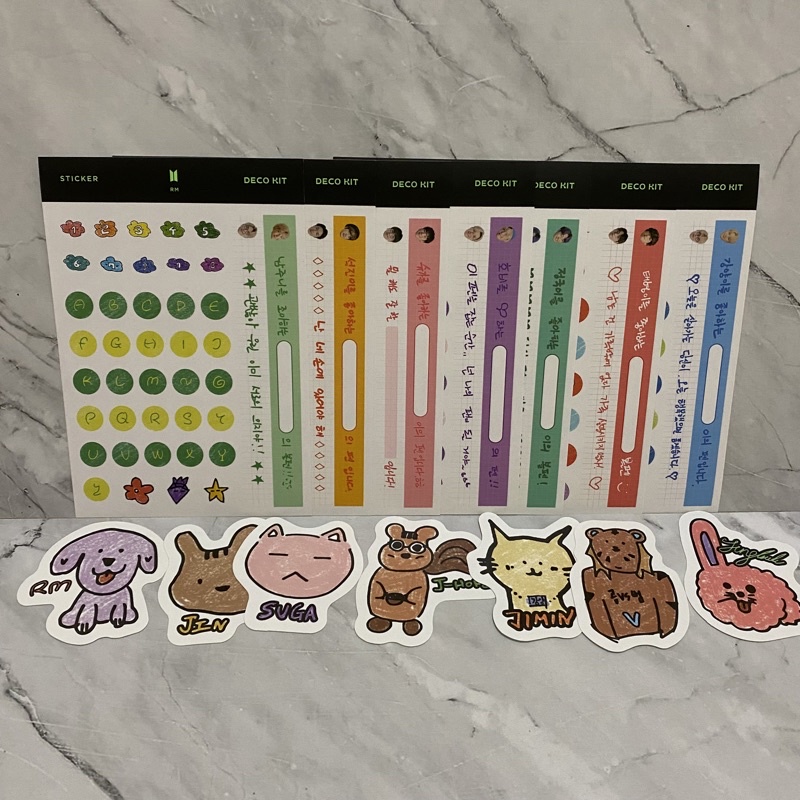 BTS Deco kit sharing sticker set rm jin suga jhope jimin v jungkook jk taehyung seokjin namjoon yoon