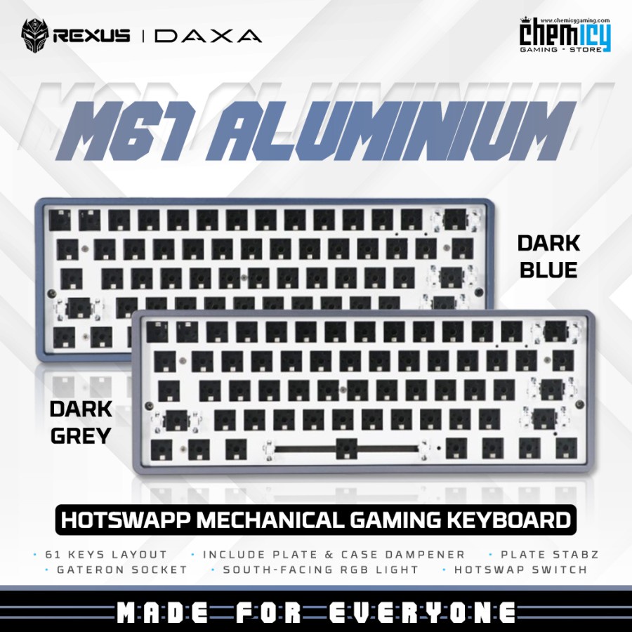 Rexus Daxa M61 Aluminium Barebone RGB Mechanical Gaming Keyboard