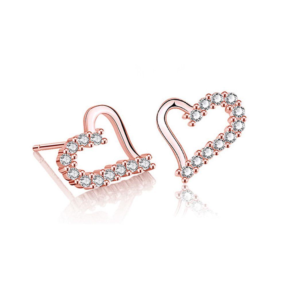 Lily Heart Earrings Wanita Gadis Perhiasan Pengantin Anting Kristal Mengkilap