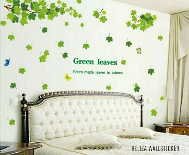 RELIZA WALLSTICKER 60X90 DAUN GUGUR HIJAU GREEN LEAVES WALL STICKER AY9145