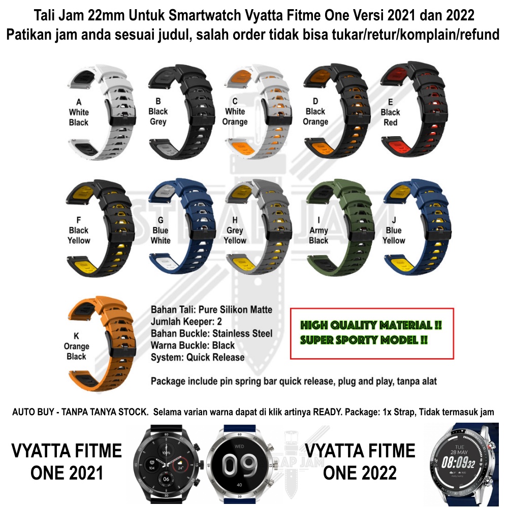 GTO 22mm Strap Vyatta Fitme One 2021 2022 - Tali Jam Sporty Pria