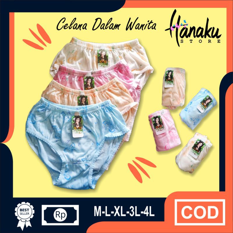 CELANA DALAM WANITA / CD WANITA / SEMPAK WANITA MOTIF BUNGA JUMBO SIZE M L XL 3L 4L