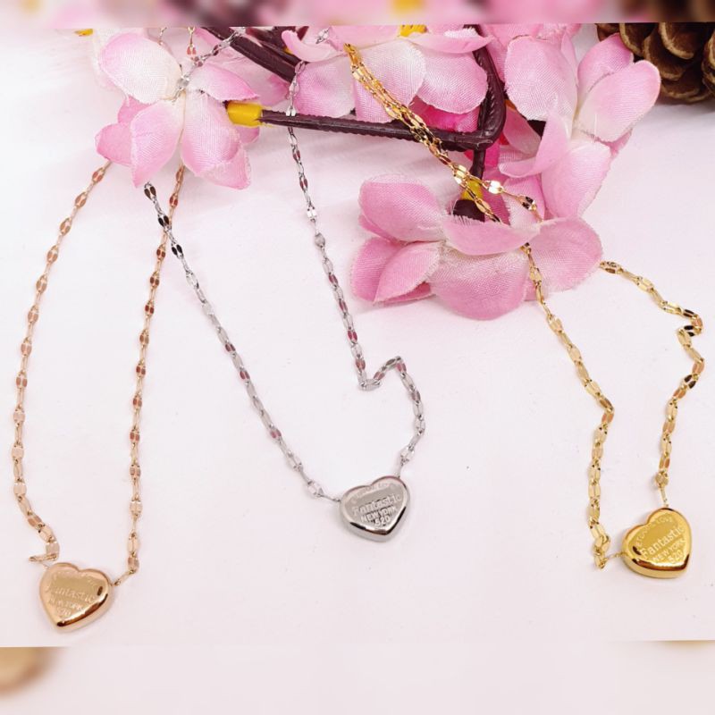 Kalung Titanium Love Asli Fashion Korea Simple Anti Karat &amp; Alergi KT-36