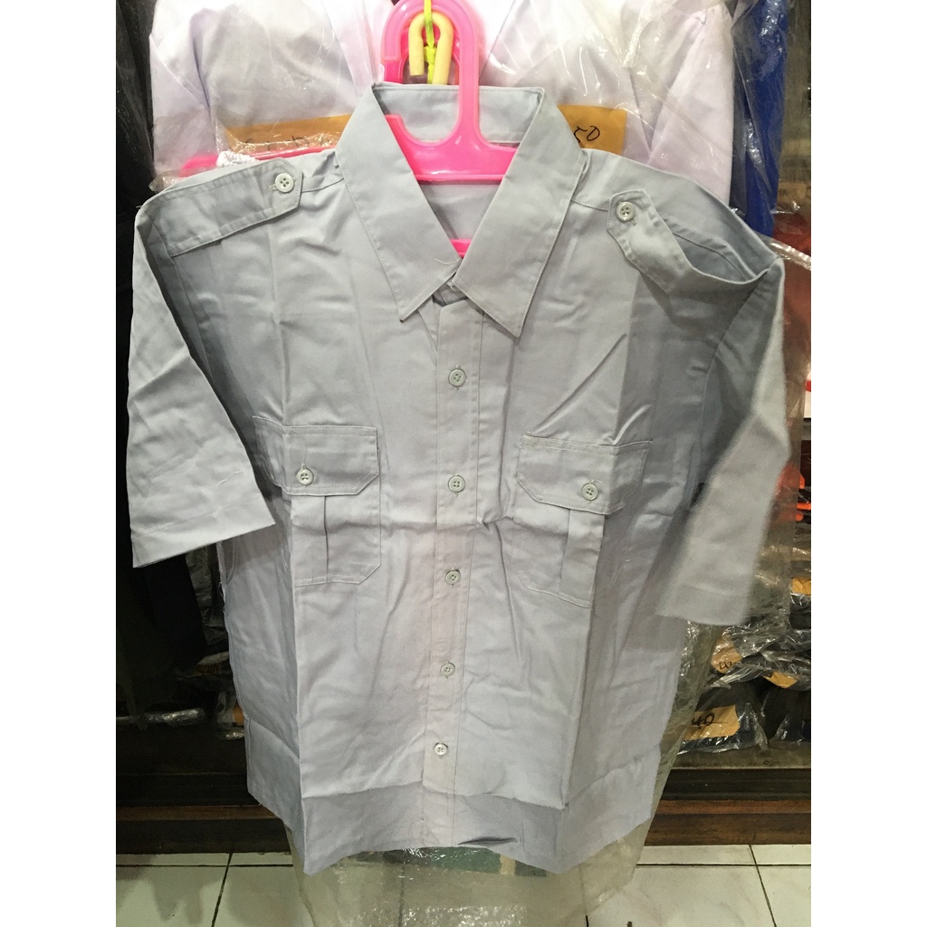 Kemeja PDH Abu Dishub Polos - Kemeja Dishub Pendek - Kemeja Perhubungan Pendek Polos