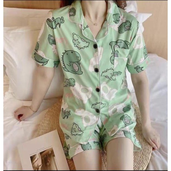 baju tidur import / hotpans dewasa / pakaian tidur / daster /piyama kerah kancing celana pendek