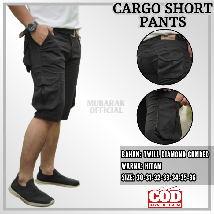 Celana Cargo Cardinal Pendek Pria Warna Hitam Cowok Kempol Gembol Distro Pdl