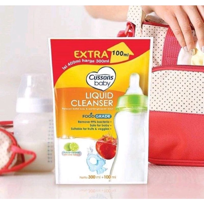 Cussons Baby Liquid Cleanser 300ml + 100ml/Sabun Cuci Botol Bayi/Sabun Cuci Buah dan Sayur