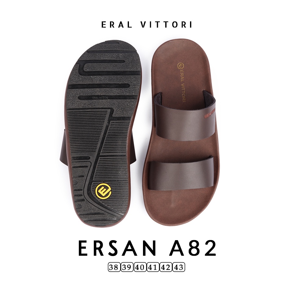 Eral Vittori -  Ersan A82 Sandal Pria Kulit Harian Santai Coklat