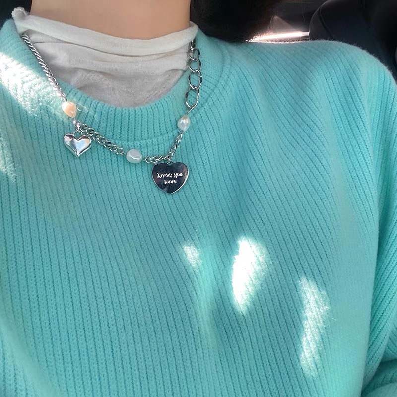 Pearl Love Necklace Korean Ins Style Pendant Clavicle Chain