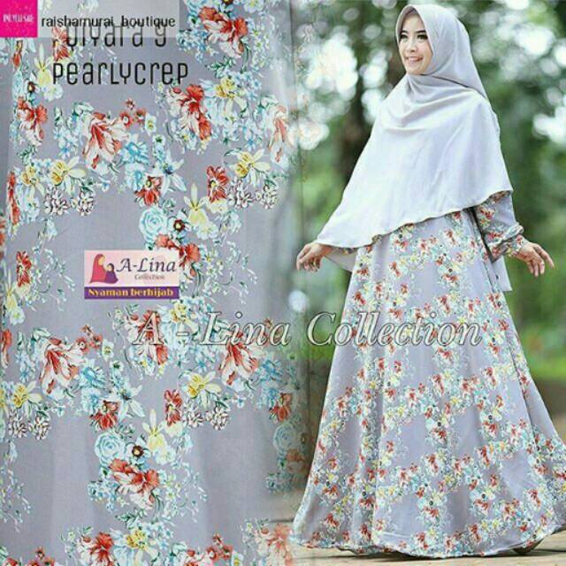 A-lina gamis motif bunga Qiyara dress 09