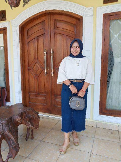 mmj jeans 090701 Cod Size 28 - 33 Rok Jeans Wanita 7/9 Light Skirt Rok Stretch Melar-5