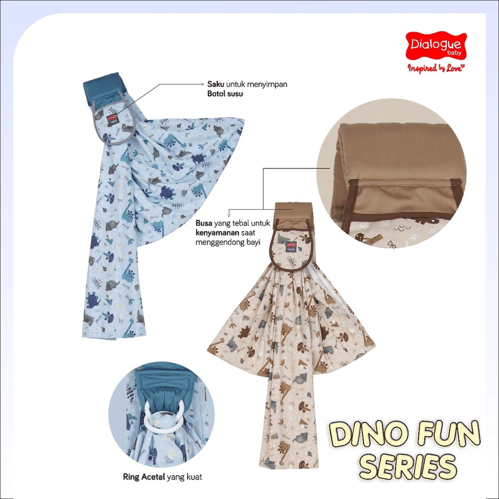 Dialogue Gendongan Samping Baby Sling 5 In 1 Posisi Dino Fun Series DGG 4253