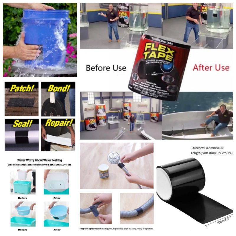 

FLEX TAPE ORIGINAL 100% ISOLASI LAKBAN ANTI BOCOR / ISOLASI SU#LaPER KUAT WATERPROOF