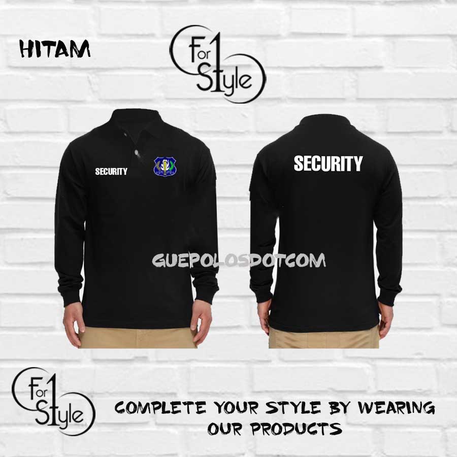 KAOS POLO SABLON SECURITY HITAM - BAJU POLO PANJANG SECURITY