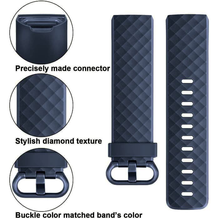 Tali Jam Silicone Strap Band Diamond Pattern for Fitbit Charge 3 -Abu