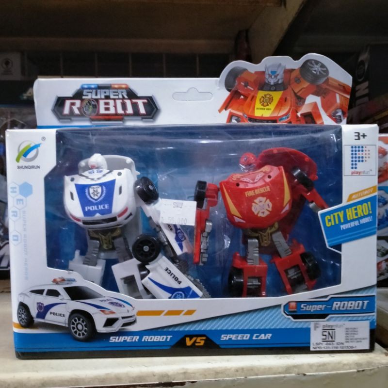 mainan super robot vs speed robot /mainan robot bisa tranform menjadi mobil polisi