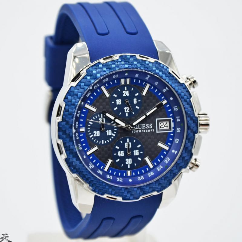 Jam Tangan pria Guess W1047G2 Blue Rubber Original Murah