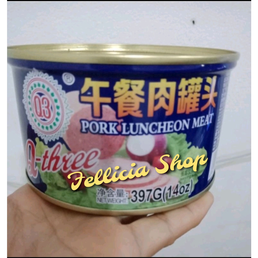 

PORK LUNCHEON MEAT Q3 Q-THREE /NGO CHAM BAK 360GRAM IMPORT SINGAPURA