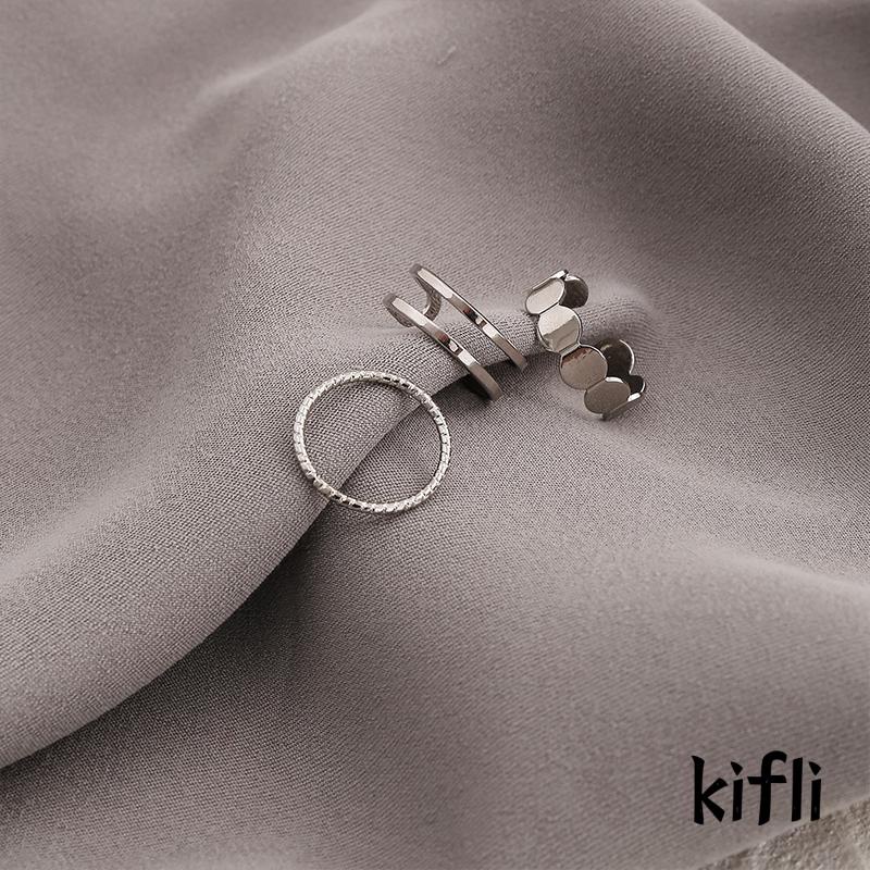 （kifli）Ins Populer Gaya Sederhana Twist Payet Wanita Vintage Desain Geometris Fashion Cincin Ekor 3 Buah Set