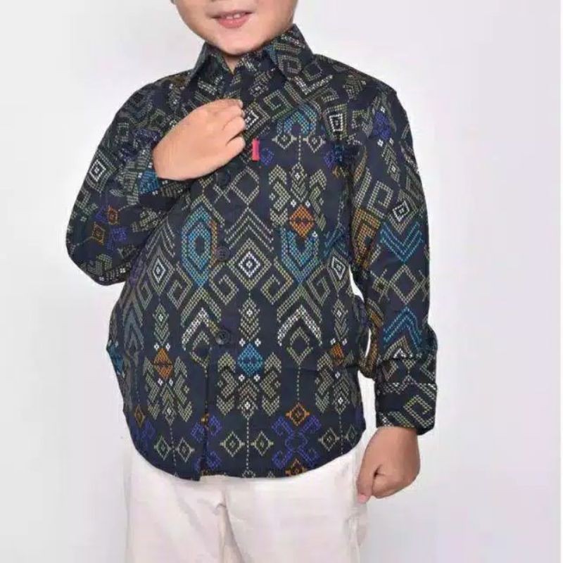 Batik Songket Anak Kemeja Anak Kids Laki Laki Cowo Kain Songket Batik Kondangan Umur 2-7 Tahun