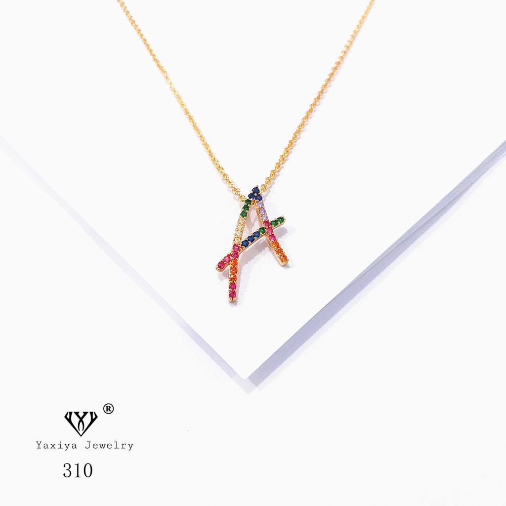 

Kalung Huruf Permata Dimensi Lapis Emas Perhiasan Imitasi Yaxiya Jewelry 310