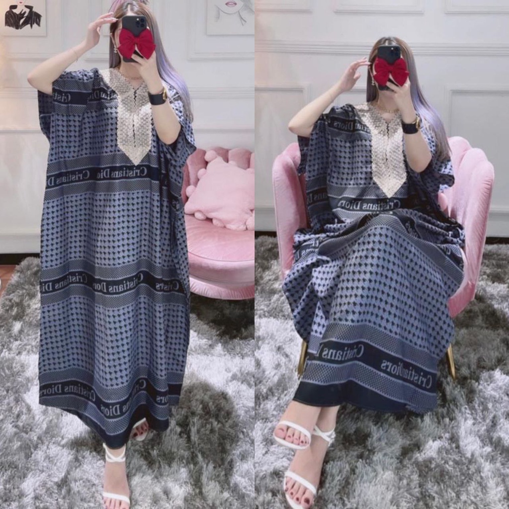 Honey Cede Kaftan Wanita Arabian Rayon Viscose Premium Maxy Dress Lengan Pendek Fashion Wanita Kekinian LD 135 cm