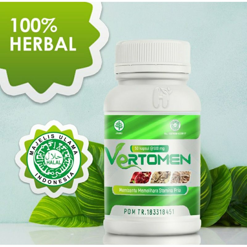 VERTOMEN BPOM ASLI OBAT HERBAL PENYUBUR PRIA PENAMBAH SPERMA MANI (ISI 50 KAPSUL) TERBAIK