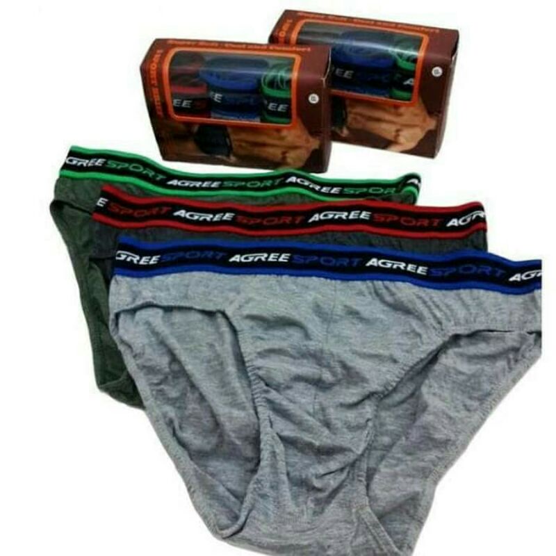 OBRAL SEMPAK PRIA AGREE SPORT ISI 3 PCS / SEMPAK PRIA KARET BOXER / SEMPAK REMAJA DAN DEWASA