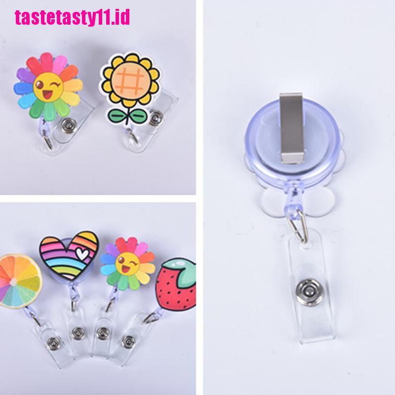 (TTID) Klip Holder Kartu ID / Nama Retractable Motif Kartun Untuk Kantor / Perawat