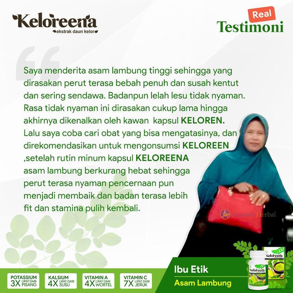 BPOM Daun Kelor Kapsul 100% Asli Ekstrak Moringa Oleifera Isi 100 Kapsul Keloreena Original