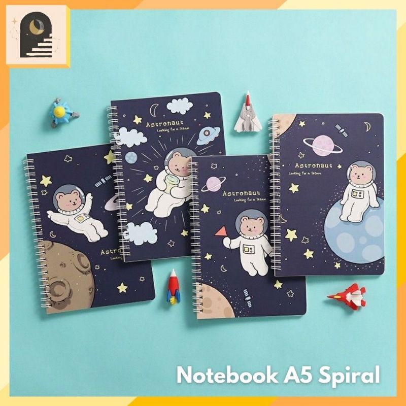

Notebook A5 Buku Tulis Spiral Motif Lucu Aesthetic Garis Buku