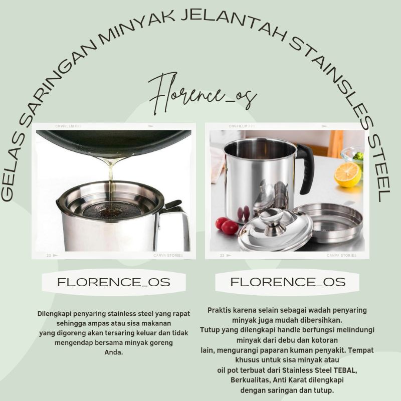 Gelas Saringan Minyak Jelantah Stainless Steel TEBAL