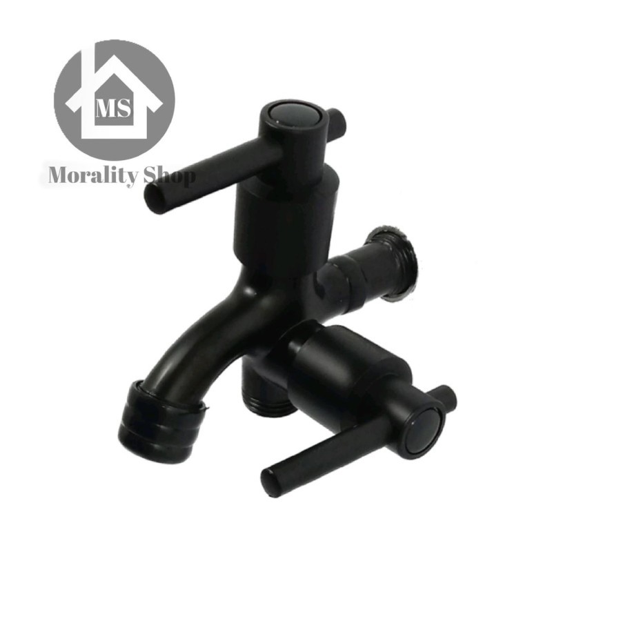 Paket Hemat Set Jet Shower + Kran Cabang Fkt54 / Y30 Hitam Minimalis / Set Shower Toilet Murah