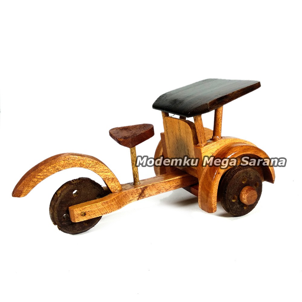 Diecast Miniatur Becak Kayu - Ukuran S Mini 16x8x8 cm