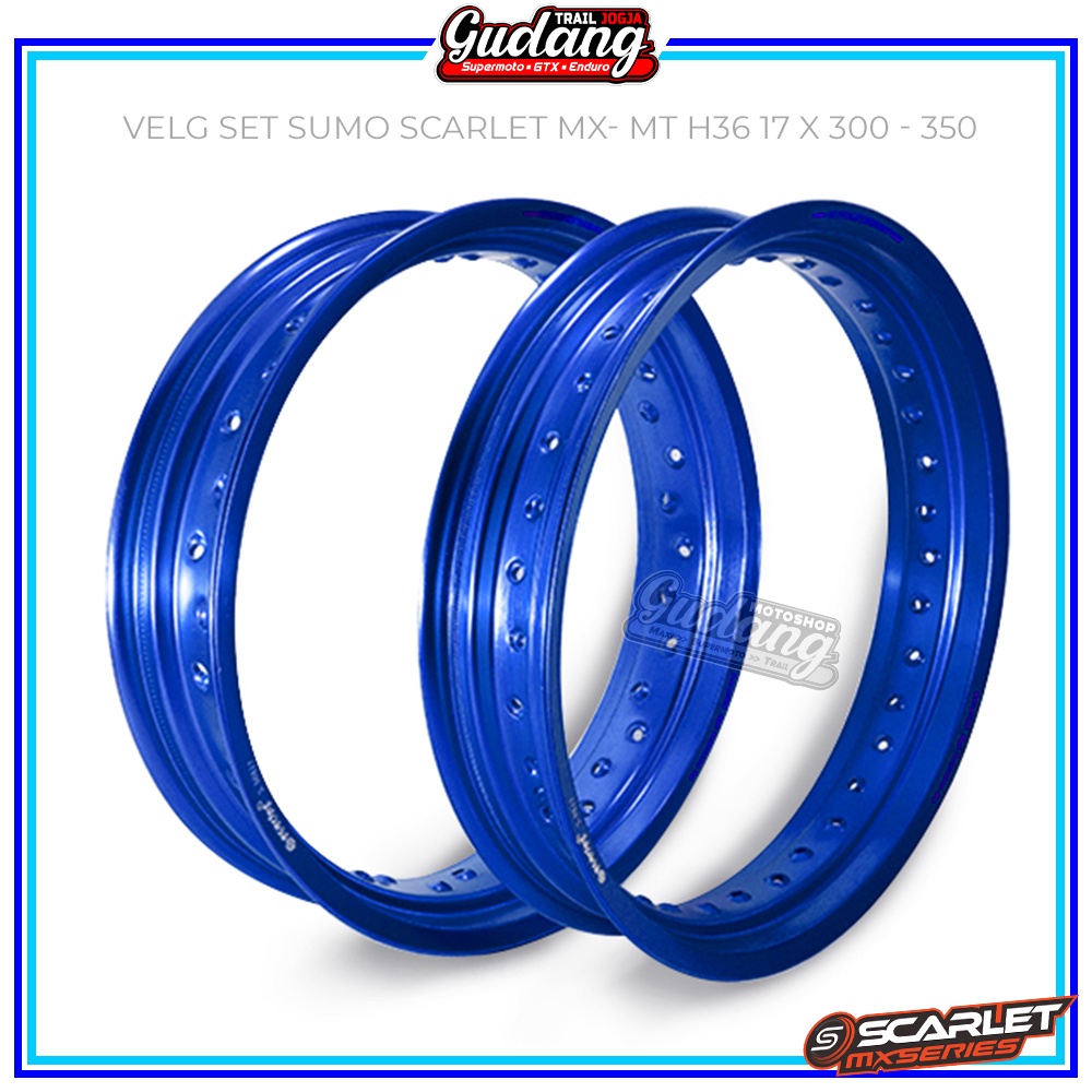 Velg Set SCARLET Cross Depan Belakang Supermoto 17-300 x 350 36 Hole