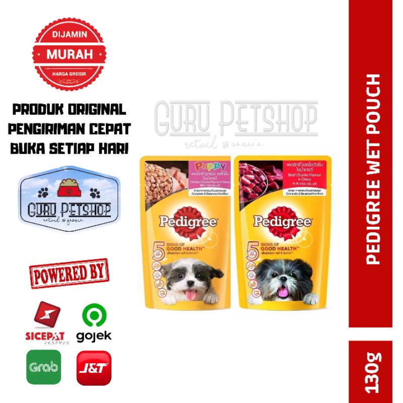 Pedigree Pouch 130gr / Pedigree Puppy 130g / Pedigree Beef 130g / Pedigree Wet Pouch Saset 130gr