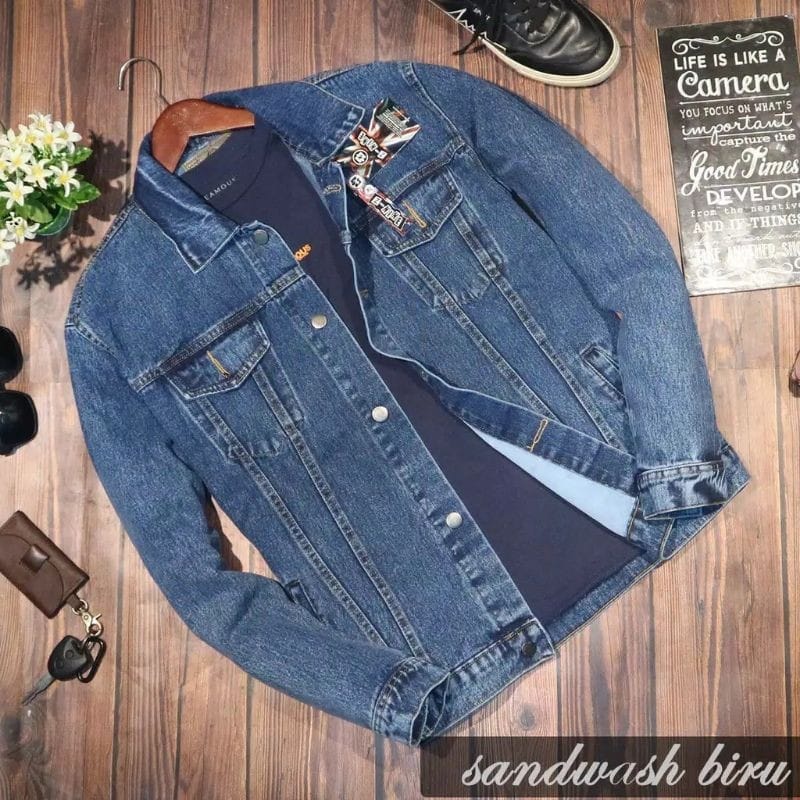 JAKET JEANS PRIA - JAKET DENIM PRIA - JAKET JEANS - JAKET PRIA - JAKET JEANS SANDWASH &amp; BISA COD